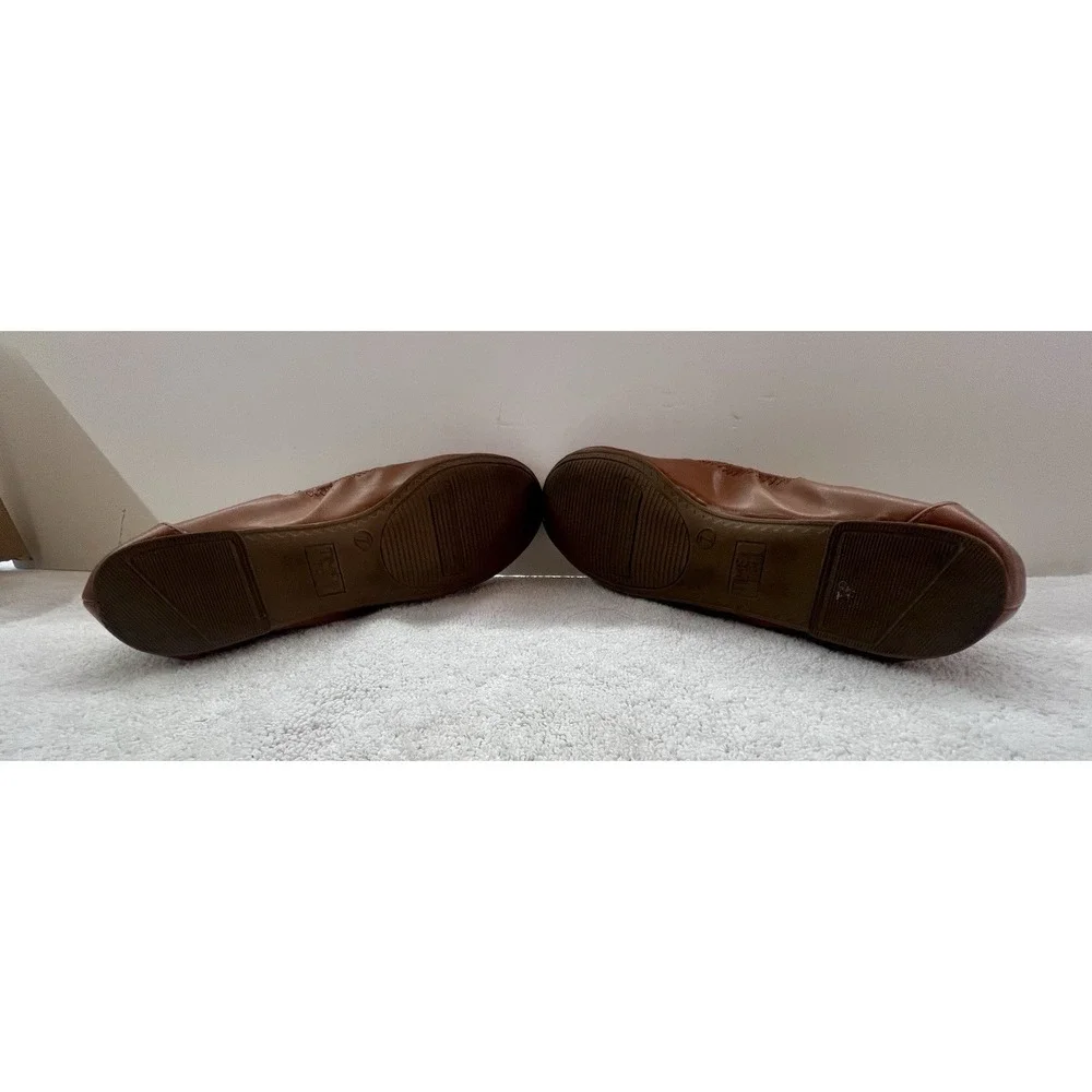 Time And Tru Ballet Flats Womens Size 7 Brown Tan‎ Memory Foam Slip On Shoes